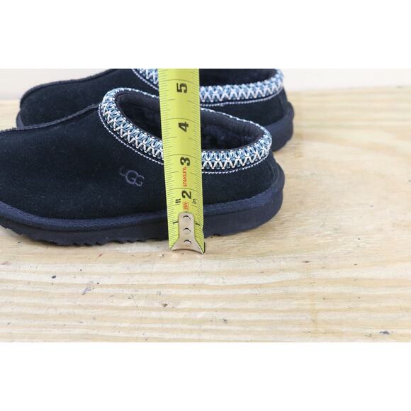 Ugg Slippers Kids 1 Black Suede Tasman II Shearling Lined Slip On Unisex Shoes - Picture 7 of 7
